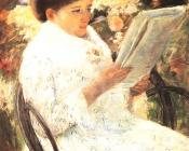 在花园里读书的女子 - 玛丽·史帝文森·卡萨特